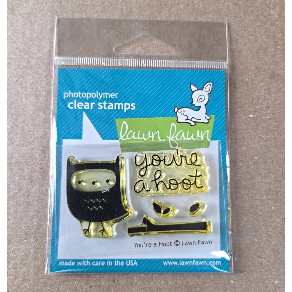 Lawn Fawn You're a Hoot Photopolymer Clear Stamps LF805 - Owl Retired - Yellowed